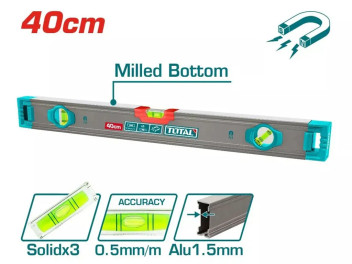 TMT24028, Уровень,длина: 40см,точные флаконы 0,5мм/м,толщина:1,5мм TOTAL TMT24028, Уровень,длина: 40см,точные флаконы 0,5мм/м,толщина:1,5мм TOTAL