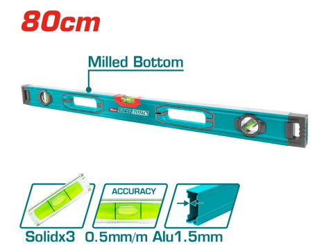TMT28028, Уровень,длина: 80см,точные флаконы 0,5мм/м,толщина:1,5мм TOTAL