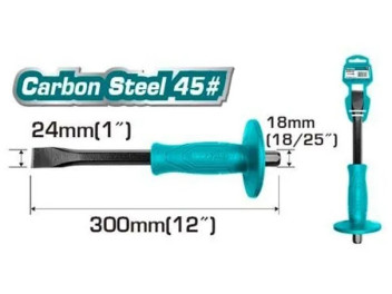 THT4211226, Долото (зубило) ручное плоское 305*18*24мм, (пластиковая рукоятка) TOTAL