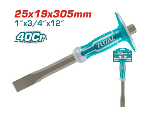 THT4411219, Долото (зубило) ручное плоское 305*19*25мм, (пластиковая рукоятка) TOTAL