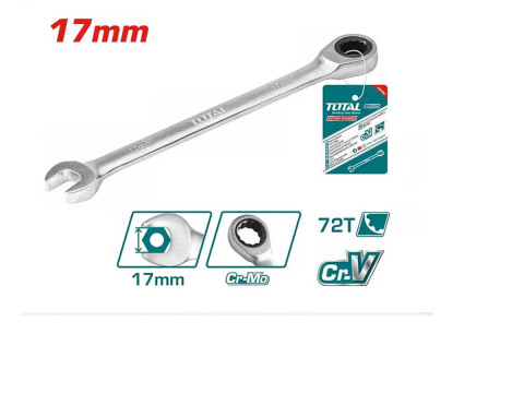 TCSPAR171, Ключ комбинированный с трещоткой 17мм, длина 225мм TOTAL TCSPAR171, Ключ комбинированный с трещоткой 17мм, длина 225мм TOTAL