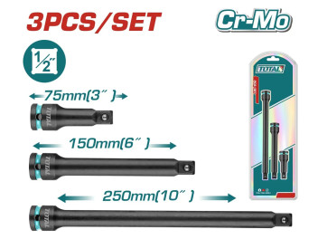 THISEB12031, Набор ударных удлинителей для воротка Dr. 1/2' 3шт,3'(75мм)\6'(150мм)\10'(250мм) TOTAL