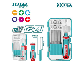 TACSD30306, Набор бит и переставных отверток 30шт, TOTAL