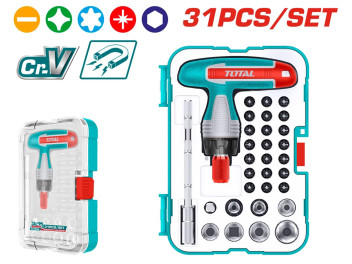 TACSD30316, Отверткa Т-образная с битами 31шт, TOTAL TACSD30316, Отверткa Т-образная с битами 31шт, TOTAL