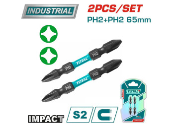 TACIM72PH265, Биты ударные, PH2+PH2,65мм,2шт/комплект TOTAL