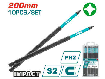 TACIM16PH285, Биты ударные,PH2,длина:200мм,10шт./набор TOTAL