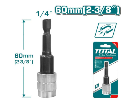 TAC462602, Магнитный держатель 1/4 для бит 60mm с фиксатором TOTAL