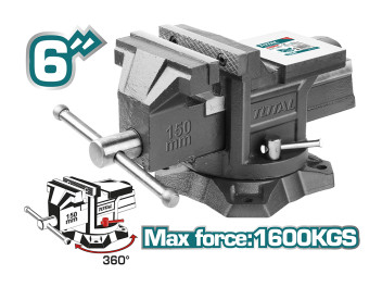 THT6166, Тиски слесарные поворотные, длина губок 6'/150 мм, с наковальней TOTAL