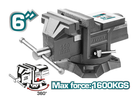 THT6166, Тиски слесарные поворотные, длина губок 6'/150 мм, с наковальней TOTAL