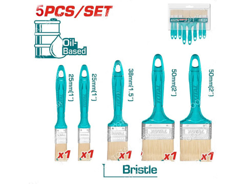 THT8430501, Набор малярнах кистей 5шт,2шт. 1',1шт.1,5',2шт. 2' кисти для масляной краски TOTAL
