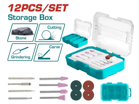 TAKMG2012, Набор аксессуаров для гравера, набор для работы со стеклом и камнем, 12шт. TOTAL
