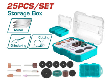 TAKMG5024, Набор аксессуаров для гравера, набор для шлифования и шлифования 25шт. TOTAL TAKMG5024, Набор аксессуаров для гравера, набор для шлифования и шлифования 25шт. TOTAL